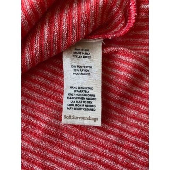 Soft Surroundings Dione Red Poppy Stripe Tee  Women S Knit Top Tunic - Picture 14 of 15